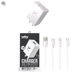 หัวชาร์จ พร้อม สายชาร์จ Why WC-2101 ยาว 1 เมตร มีให้เลือก Micro-USB Lightning Type-C